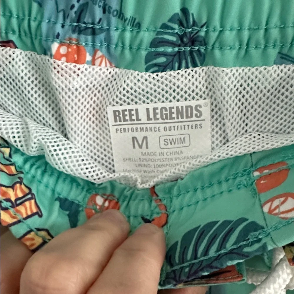 Reel Legends Green Florida Print Swim Shorts